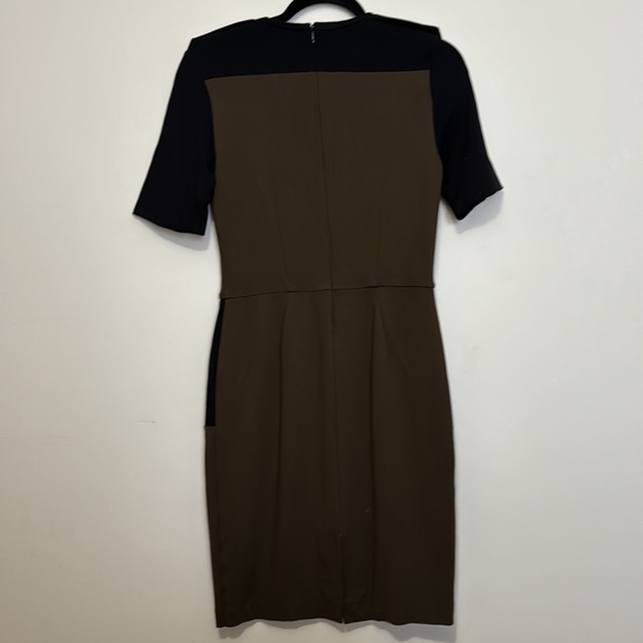 Mango Suit Green Black Military Color Block Dress Size Medium - Picture 8 of 11